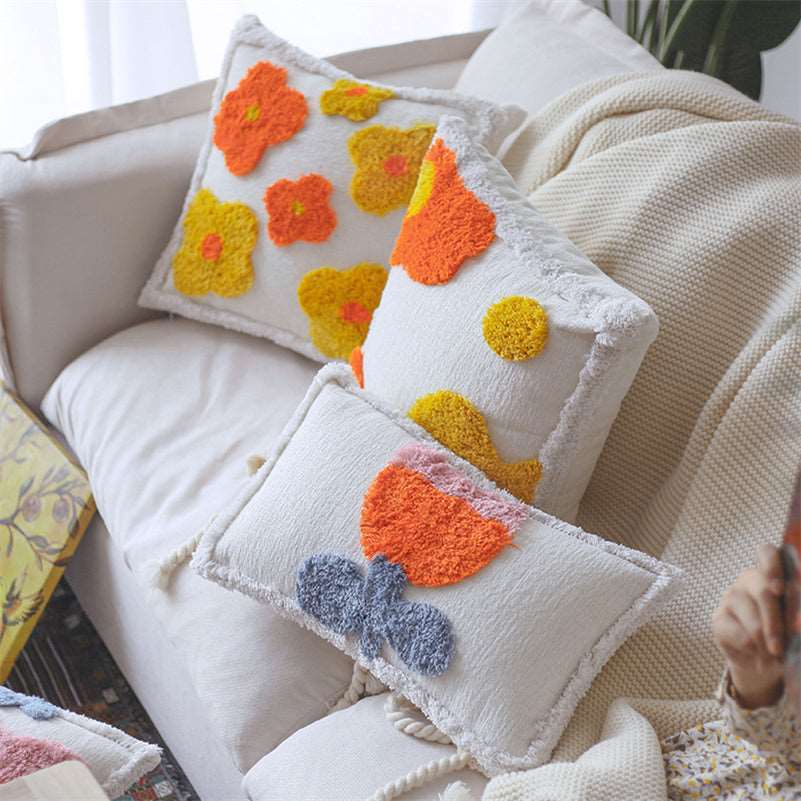 Abstract Floral Embroidered  Pillow Cases