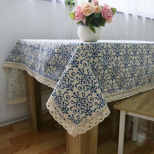 Blue Spiral Country Inspired Tablecloth