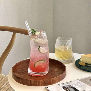 Curved Textured Drinking Glass