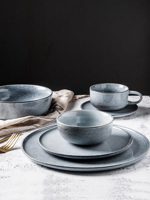 Open image in slideshow, Misty Blue Ceramic Dinnerware Set
