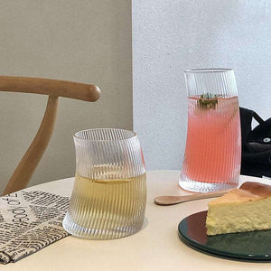 Curved Textured Drinking Glass