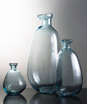 Open image in slideshow, Water Blue Irregular Shaped Transparent Glass Vases
