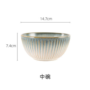 Open image in slideshow, LingAo  European creative ceramic blue relief dish set

