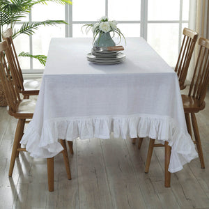 Open image in slideshow, Linen Ruffle Hem Tablecloth
