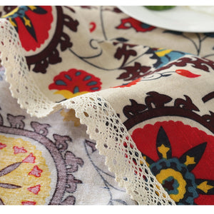 Open image in slideshow, Sunflower Medallion Cotton Linen Tablecloth
